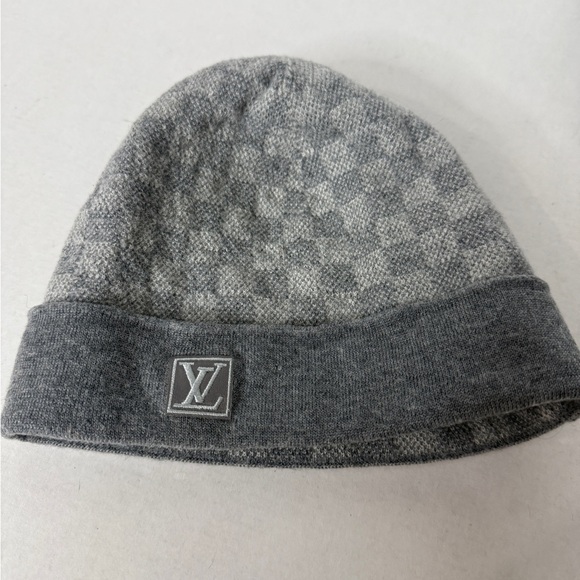 Louis Vuitton Gray Checkered Beanie - Picture 1 of 5